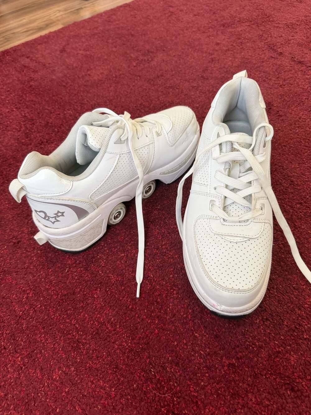 Unbranded 2-in-1 Retractable Roller Skate Shoes White Sneakers